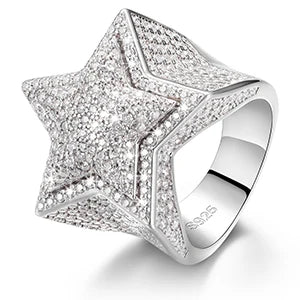 S925 Moissanite Five Star Men's Ring - Luxury Jewelry.