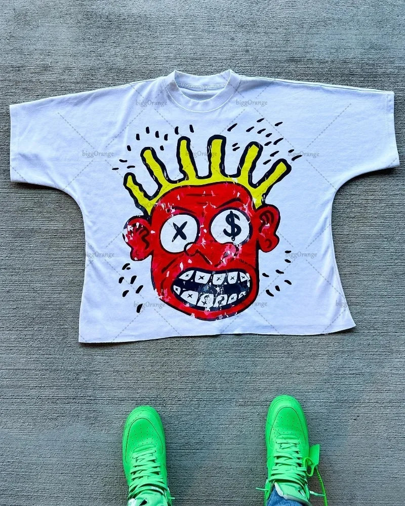 Casual Oversized Cartoon Printed T-Shirt for Men