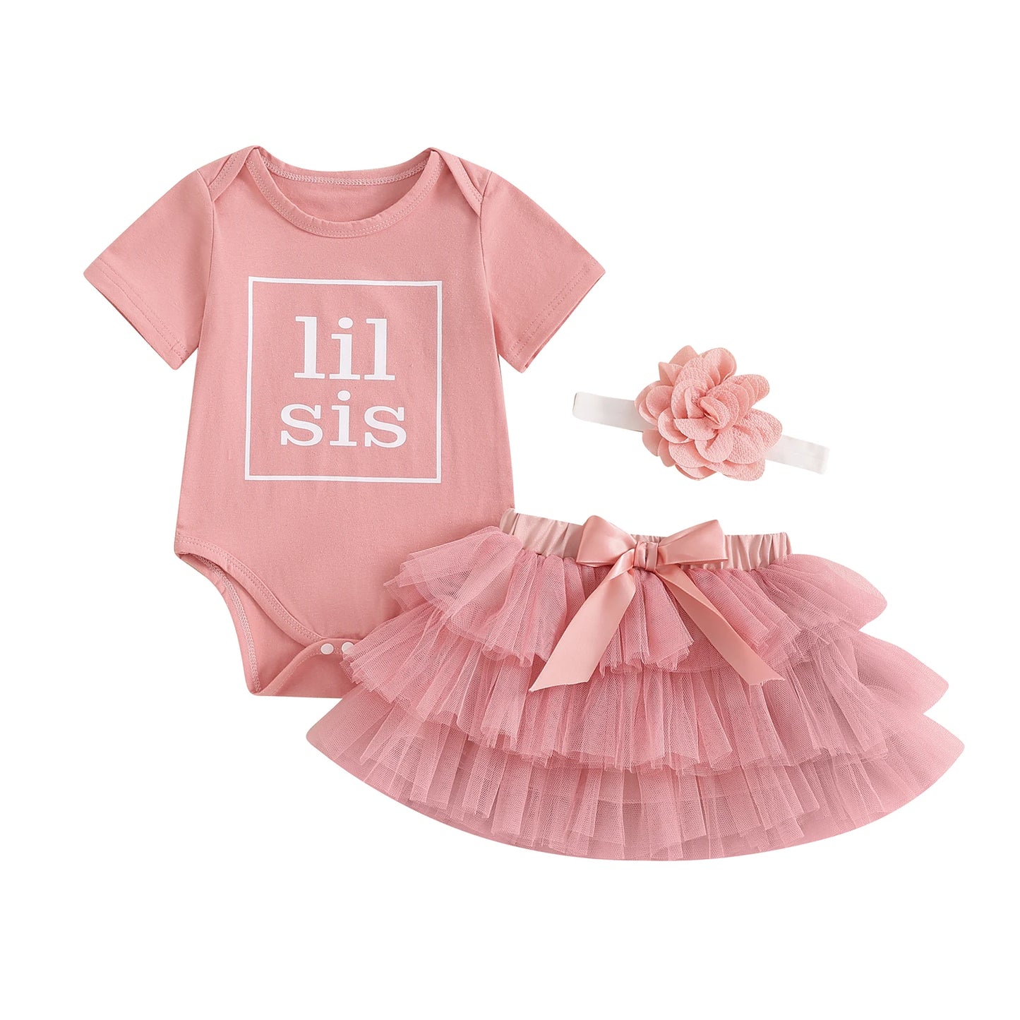 Little Baby Girls Summer Clothes 3PCS Princess Infant Outfits Letters Print Romper with Mesh Tulle Skirts Headband Newborn Suits.