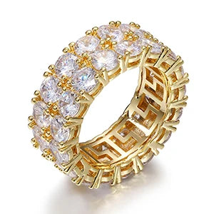 Men's Moissanite Gold Plated Cuban Ring.