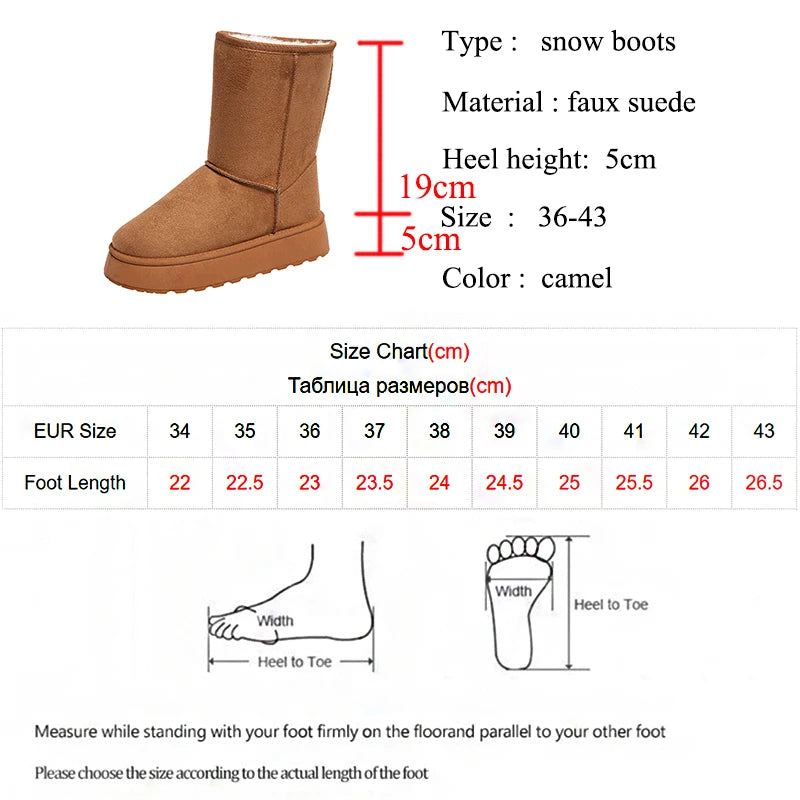 Camel Mid-Calf Snow Boots for Women - Edgy & Warm.