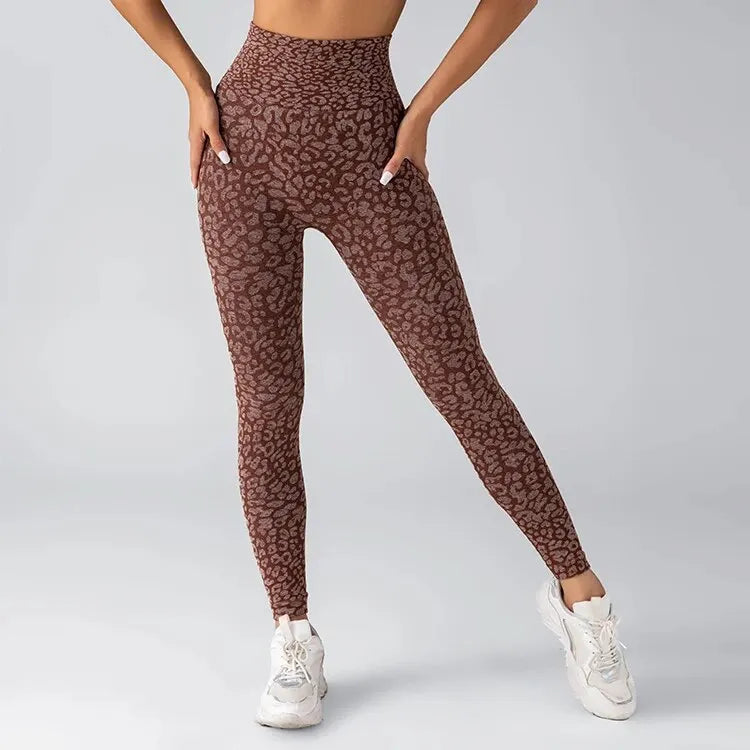 High Waist Leopard Print Yoga Pants for Women.