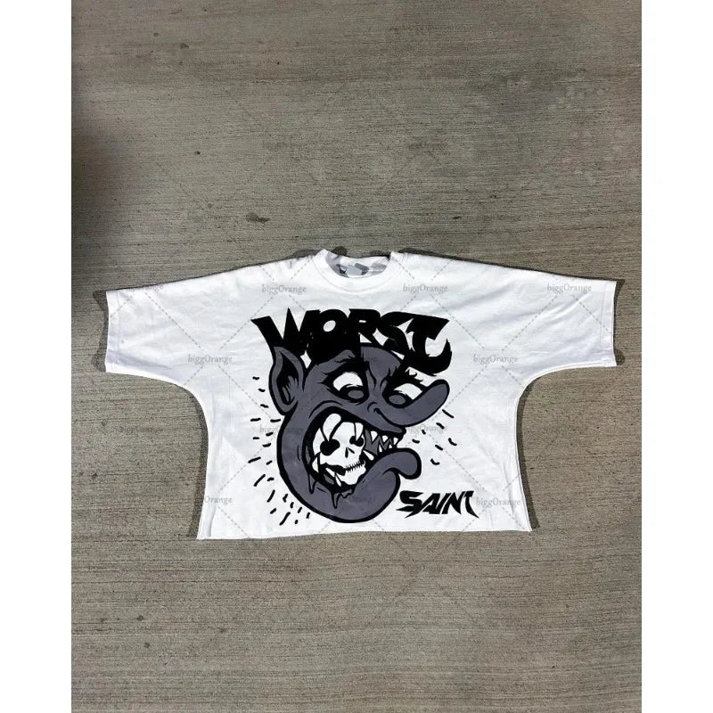 Casual Oversized Cartoon Printed T-Shirt for Men