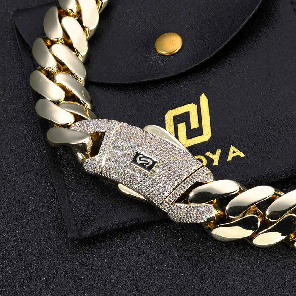 14K Gold Plated Monaco Bracelet - Hip Hop Jewelry with Iced Diamond Clasp