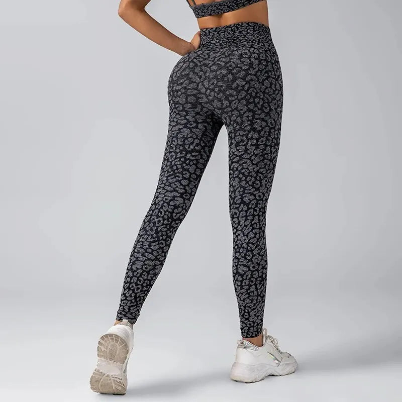 High Waist Leopard Print Yoga Pants for Women.