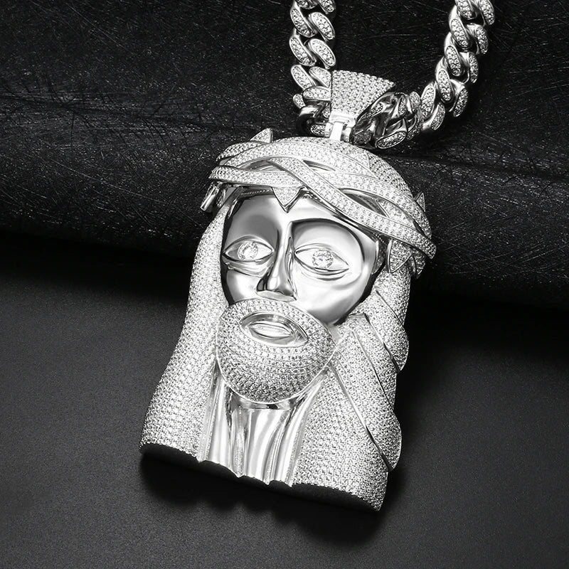 Oversized Jesus Pendant in 925 Sterling Silver.