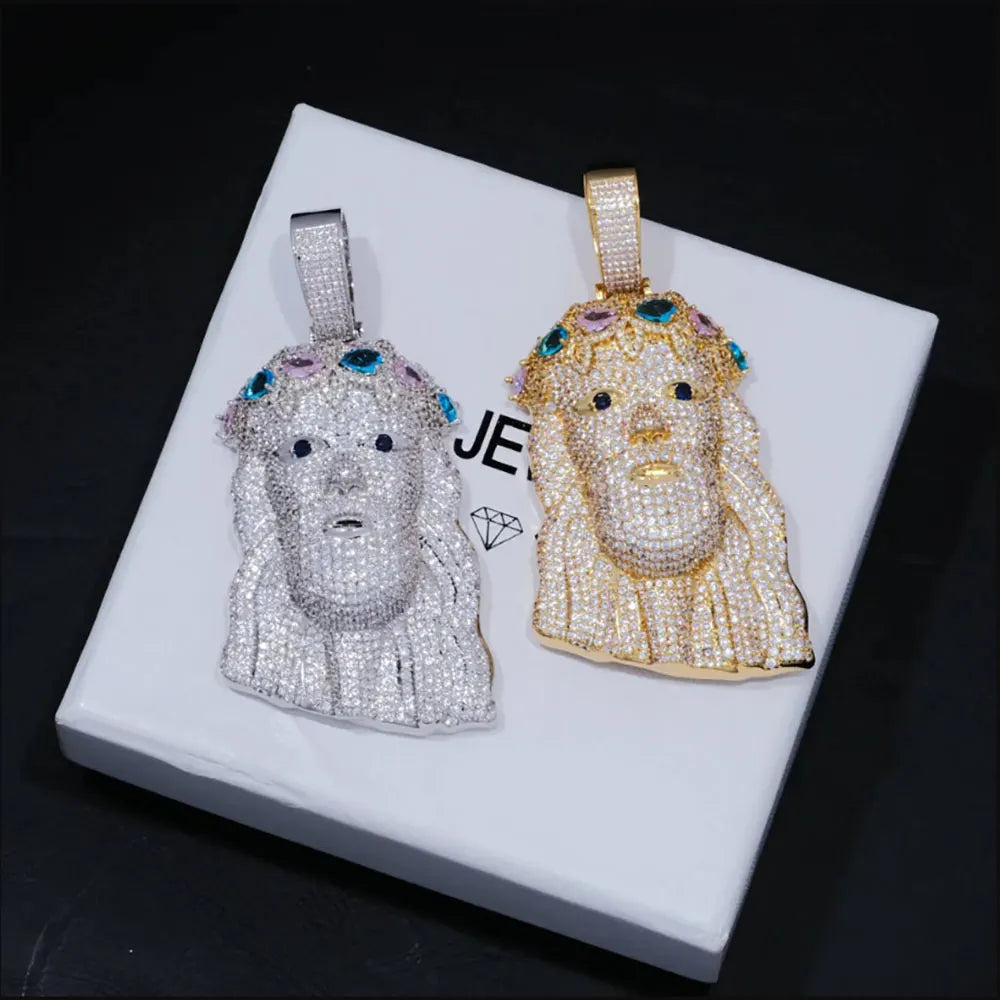 Bling Iced Out Diamond Jesus Pendant - Gold/Silver.