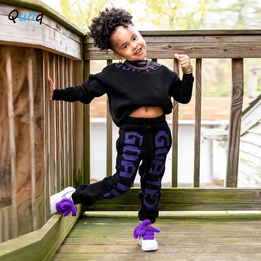 2025 Kids Long Sleeve Pullover & Pants Set - Trendy Casual Wear