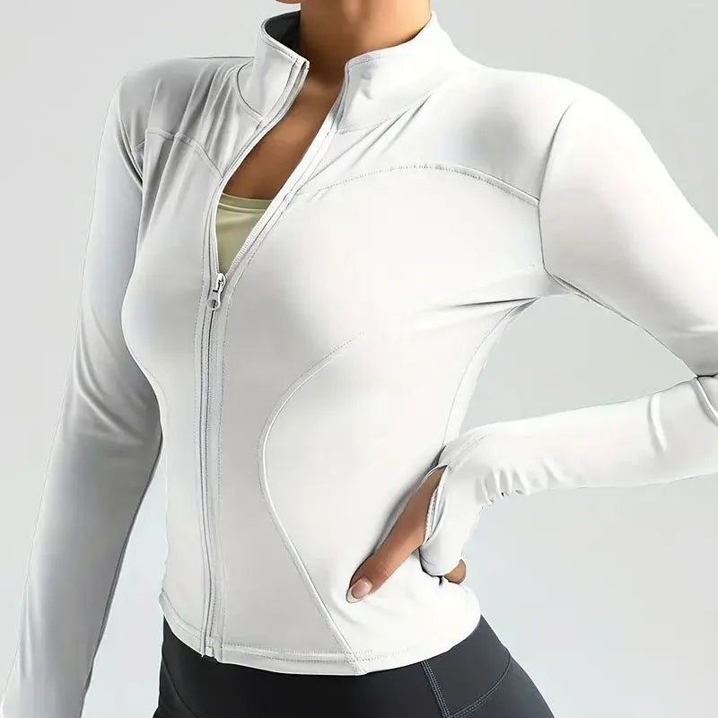 Women's Lightweight Zip-Up Running Jacket with Thumb Holes