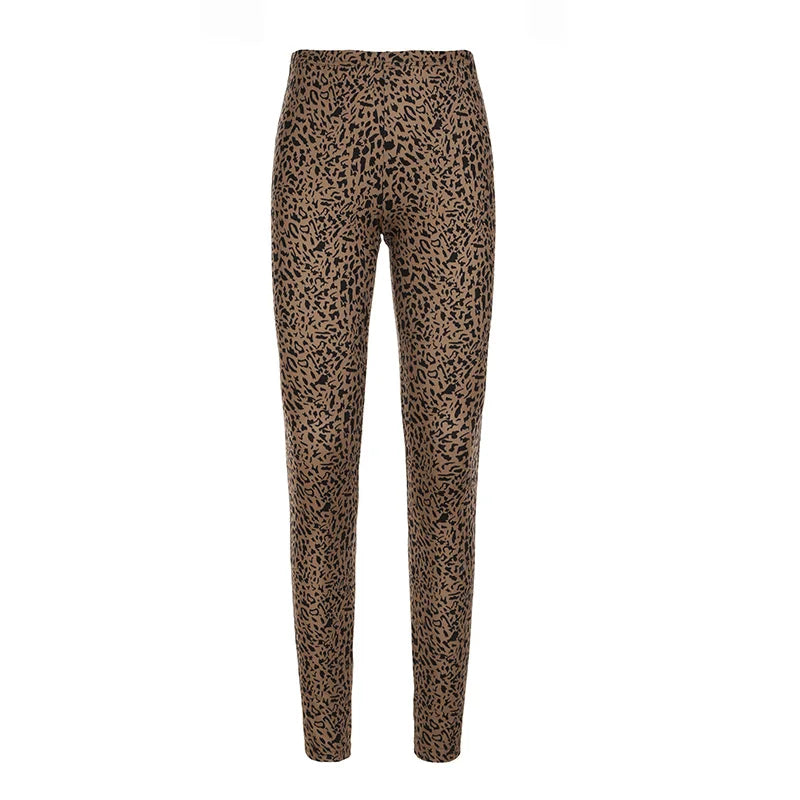 Chic Leopard Print Two Piece Clubwear Suit.