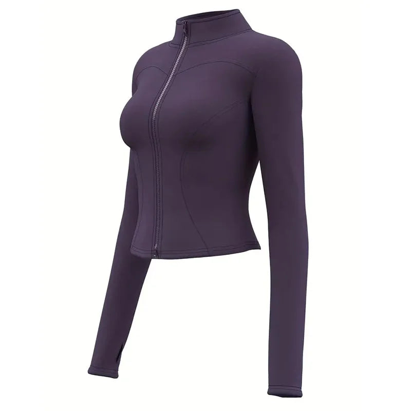 Women's Lightweight Zip-Up Running Jacket with Thumb Holes