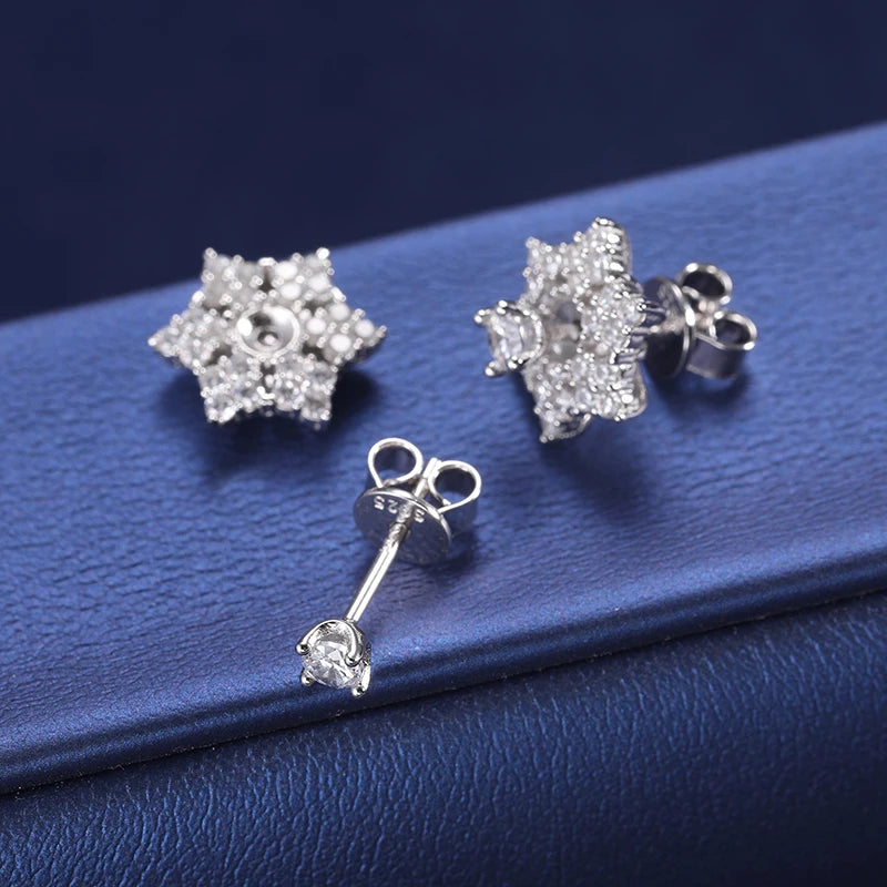 Dazzling S925 Moissanite Snow Flower Stud Earrings.