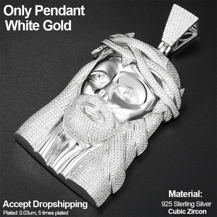 Oversized Jesus Pendant in 925 Sterling Silver.