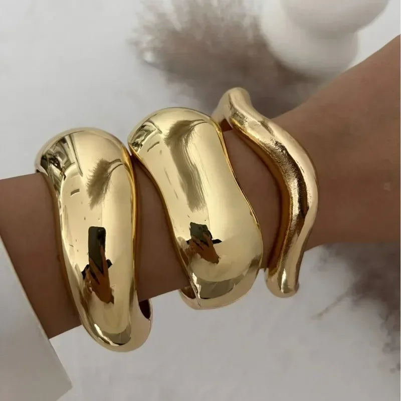 Geometric Wide Cuff Bangles - Punk Luxury Jewelry.