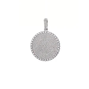 Luxury VVS Moissanite Round Pendant Necklace in Silver.