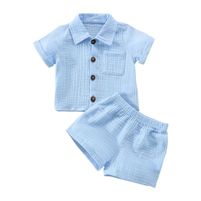 Cotton Linen Toddler Summer Outfit Set - 2PCS