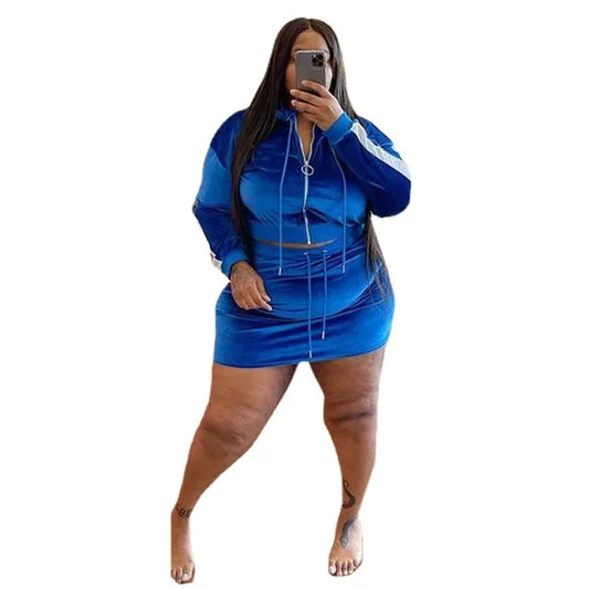 Trendy Plus Size Velvet Two-Piece Casual Sweatsuit