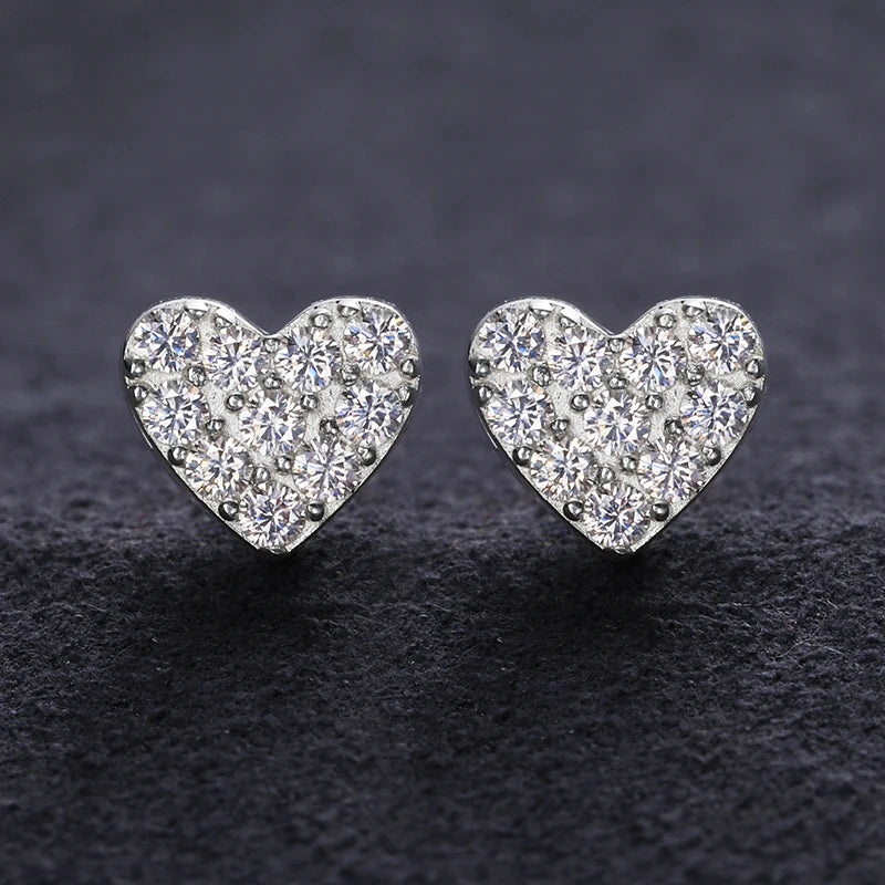 Dazzling 100% 925 Silver Moissanite Heart Earrings.