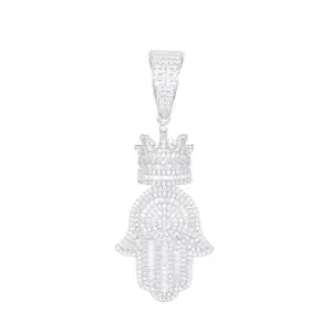 Luxury Moissanite Crown Pendant Necklace in 925 Silver.