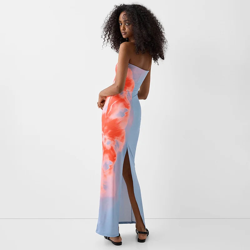 Trendy Women’s Sexy Strapless Maxi Dress.