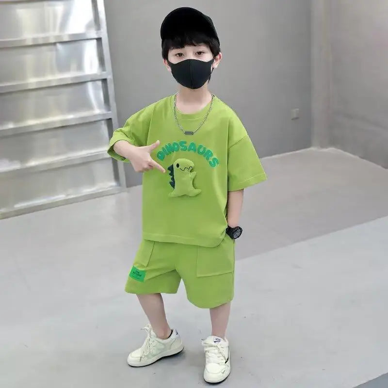 Kids Dinosaur Outfit Set - Short Sleeve T-Shirt & Shorts for Boys & Girls.