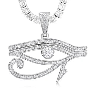 Dazzling Moissanite Eye of Horus Pendant Necklace.