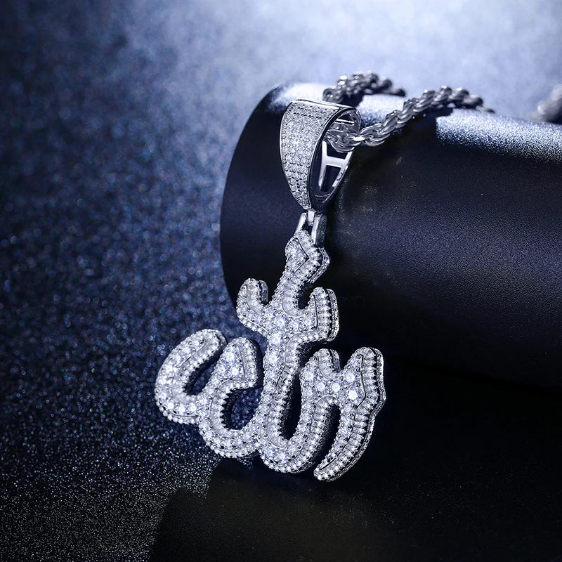 Moissanite Allah Pendant Necklace - 925 Silver Jewelry.