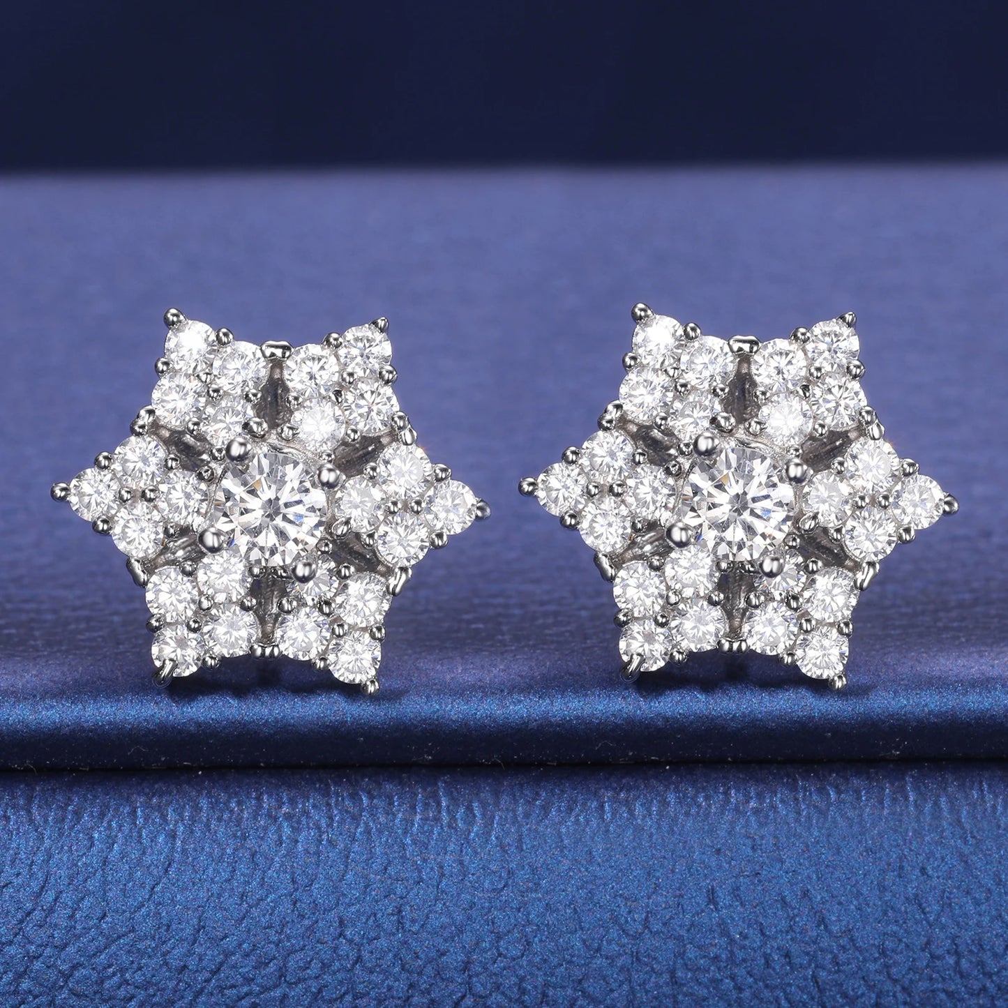 Dazzling S925 Moissanite Snow Flower Stud Earrings.