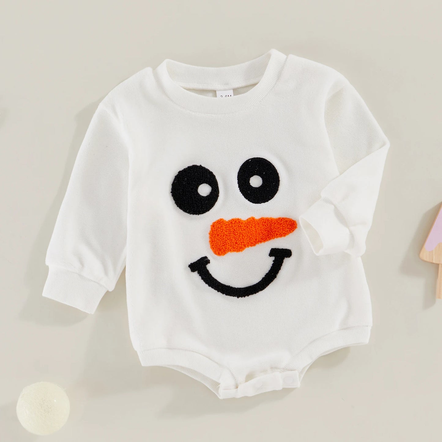 Christmas Snowman Embroidered Baby Bodysuit