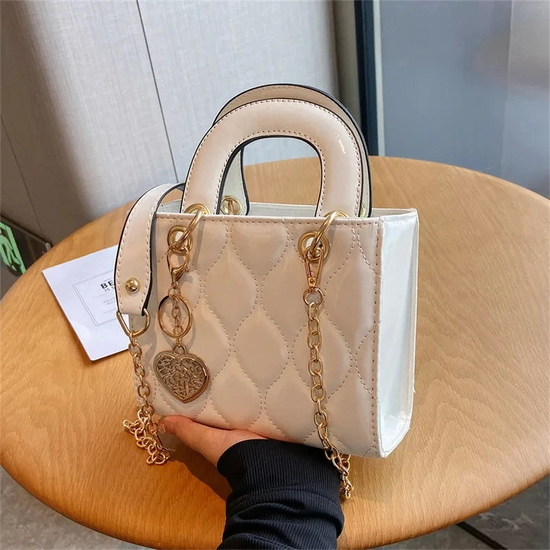 Luxury Quilted Square Handle Handbag for Women.