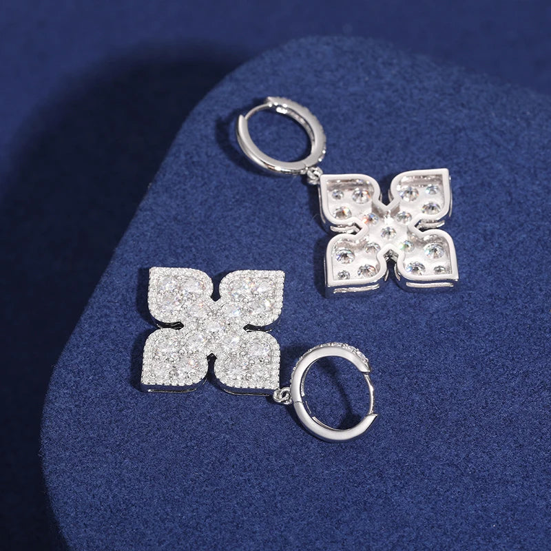 Dazzling Moissanite Ace Spades Earrings in Silver.