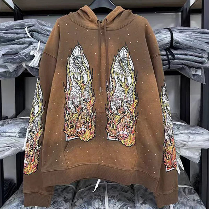 American High Street WDW Hoodie - Flame Printed Sweatshirt