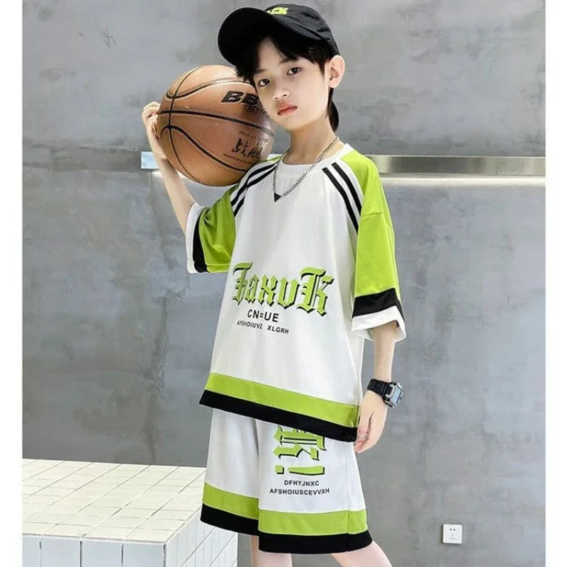 Kids Quick Dry Basketball Uniform Set - 2pc Jersey & Shorts