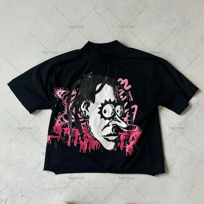 Y2K Street Anime Oversized T-Shirt - Gothic Punk Style