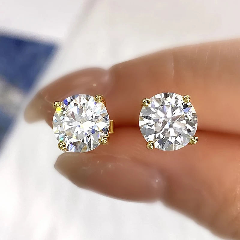 Brilliant Round Cut Moissanite Stud Earrings for Women.