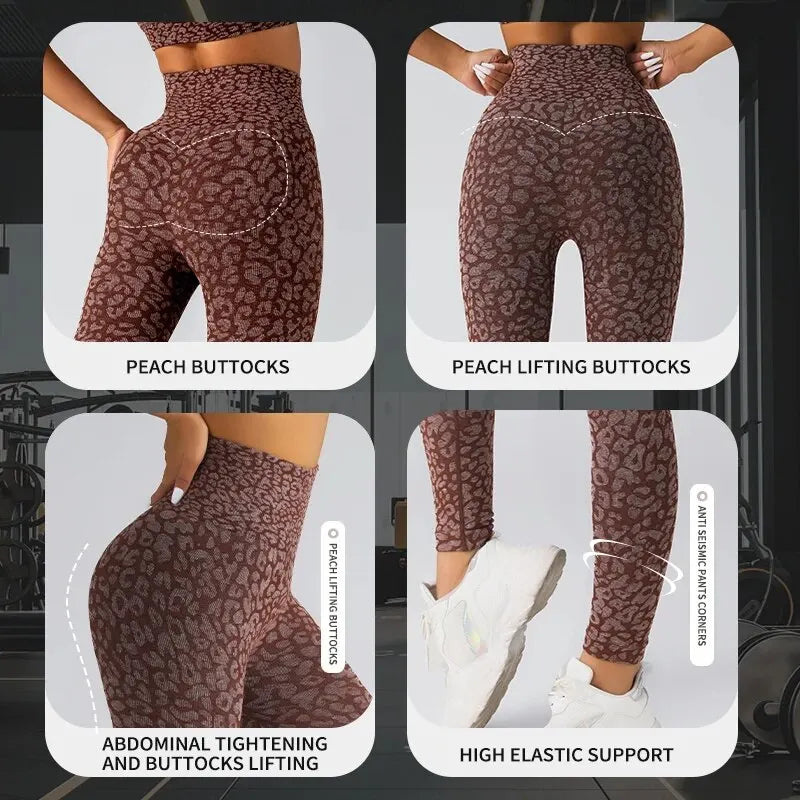 High Waist Leopard Print Yoga Pants for Women.