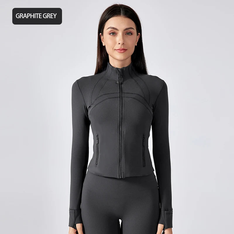 Women's Slim Fit Stand Collar Yoga Jacket.