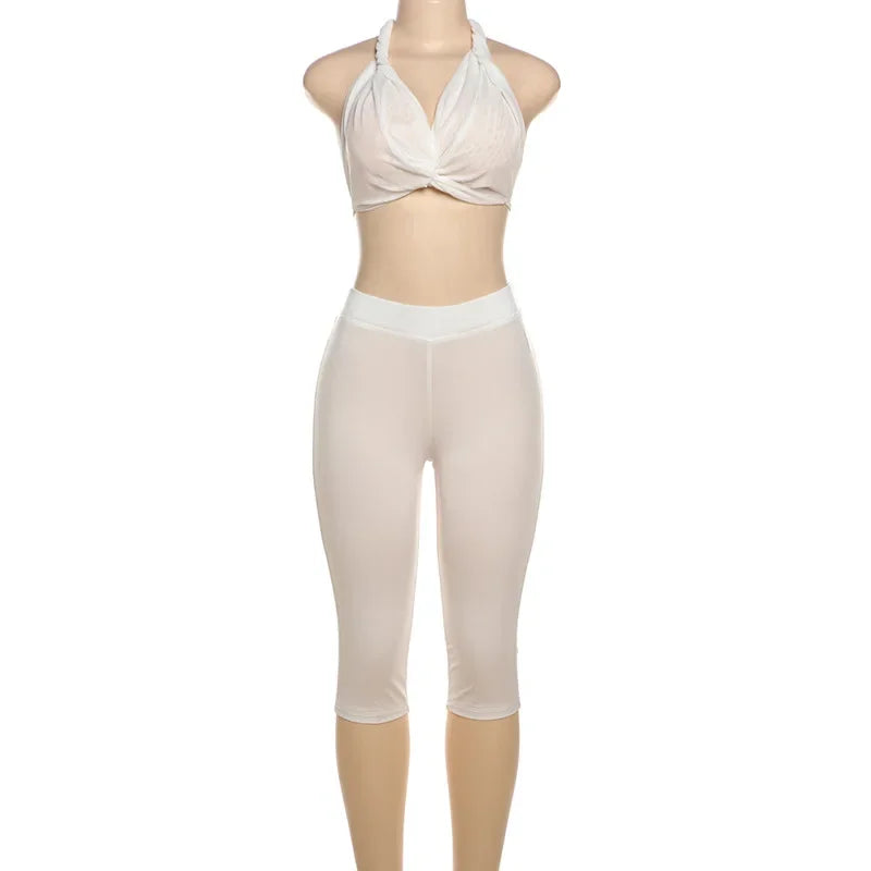 Autumn Women's 2-Piece Set: Halter Top & Capri Pants.