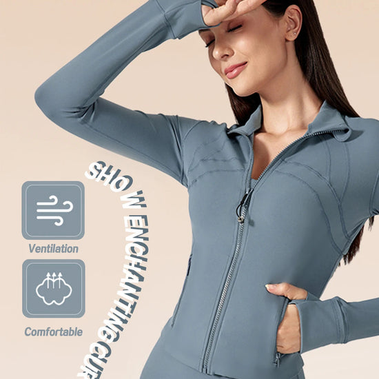 Women's Slim Fit Stand Collar Yoga Jacket.